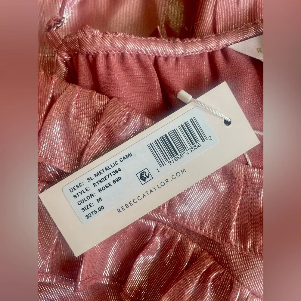 Rebecca Taylor Metallic Pink Ruffled Camisole - Picture 11 of 11